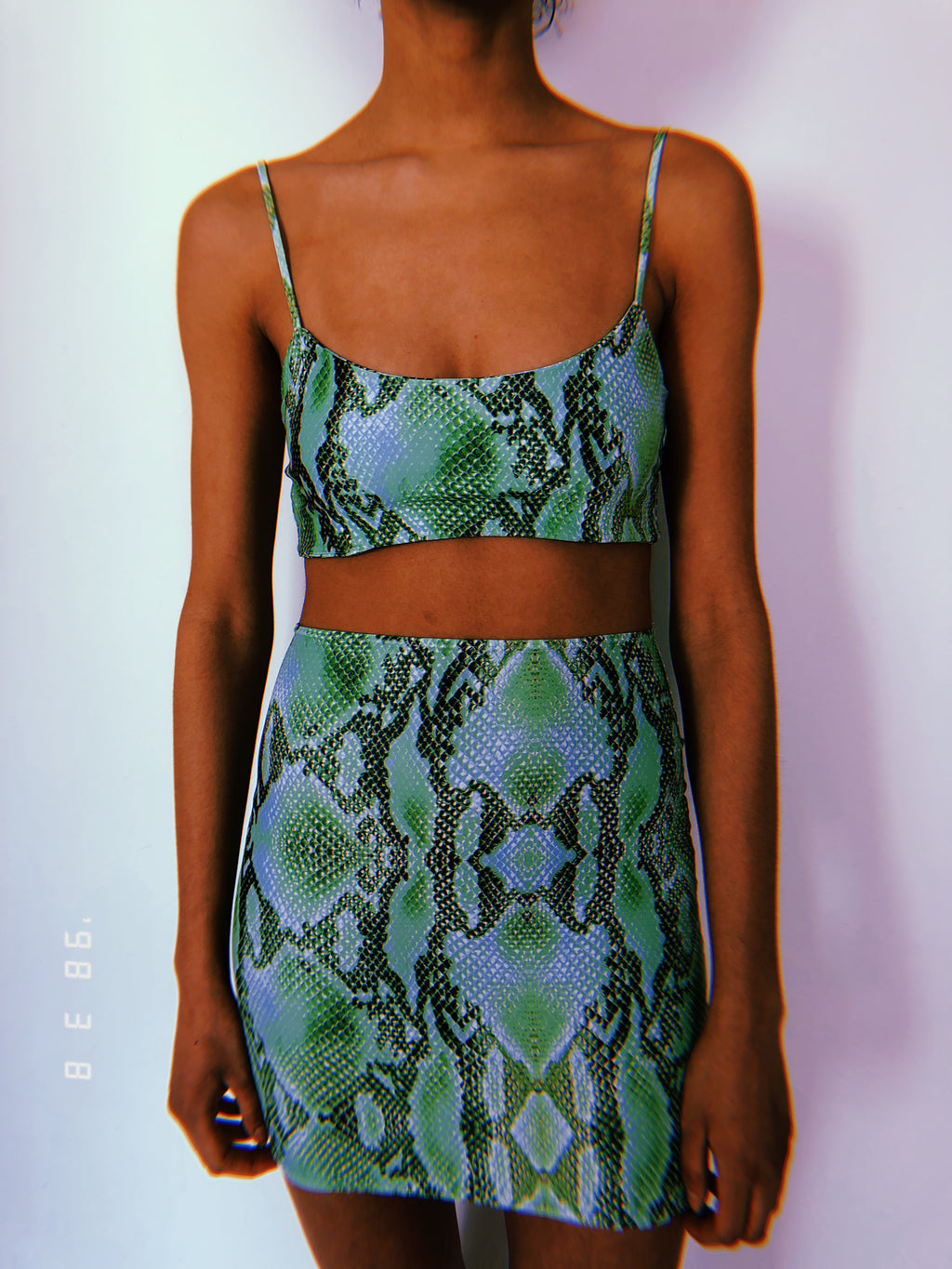 Green Snake Print Crop Set