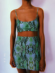 Green Snake Print Crop Set