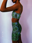 Green Snake Print Crop Set