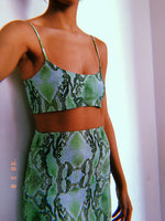 Green Snake Print Crop Set