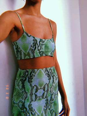 Green Snake Print Crop Set