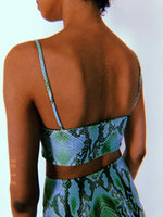 Green Snake Print Crop Set