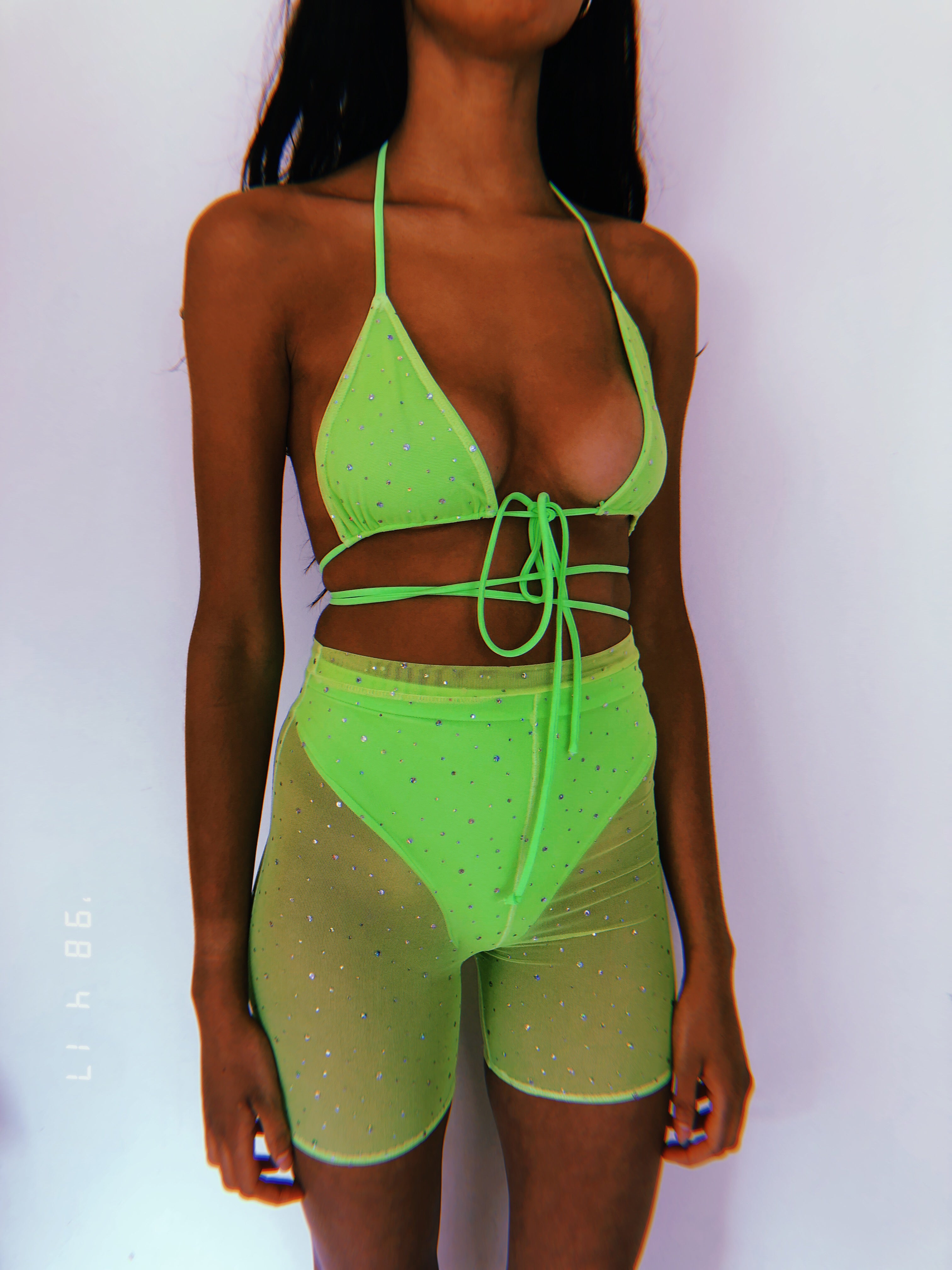 Green Sparkle Shorts Set