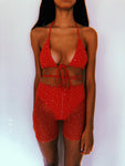 Red Sparkle Short Set