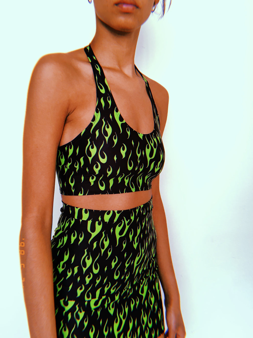 Neon Green OG Halter Top + Skirt Set