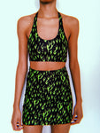 Neon Green OG Halter Top + Skirt Set