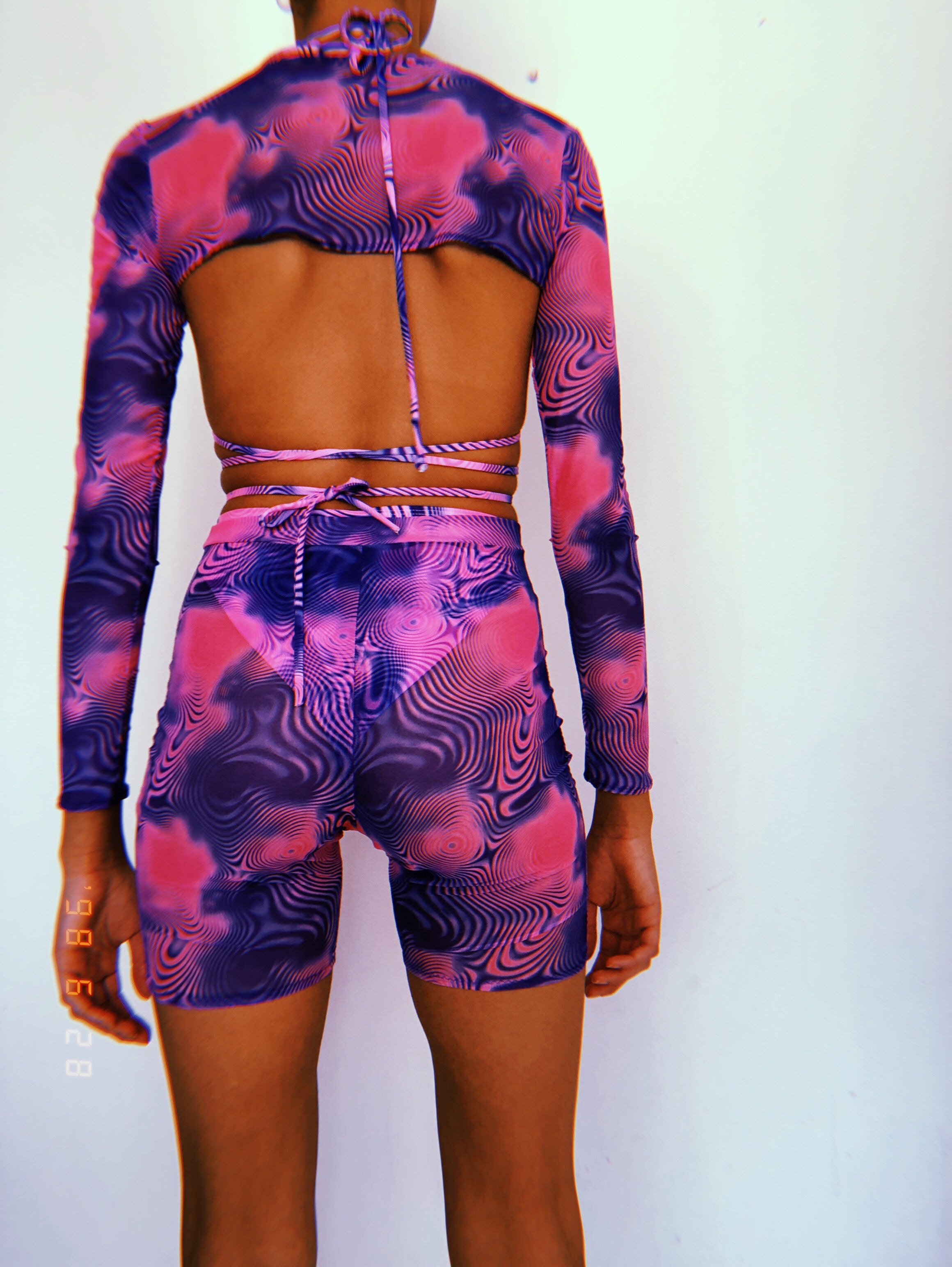 Swirl Mesh Cycling Shorts Set