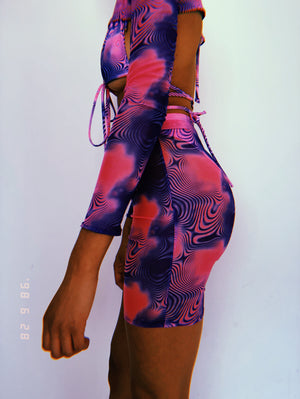 Swirl Mesh Cycling Shorts Set