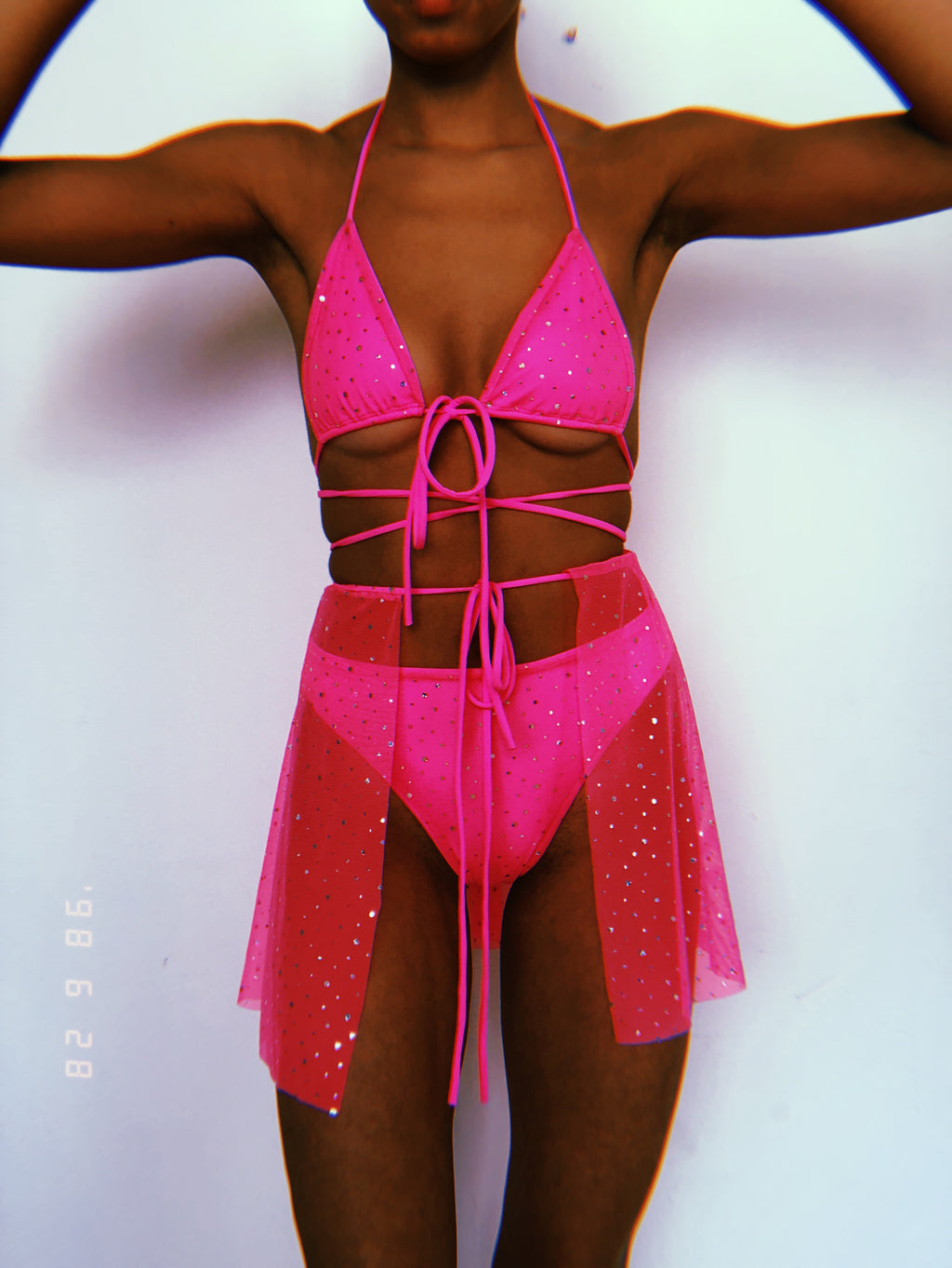 Neon Pink Sparkle Skirt Set