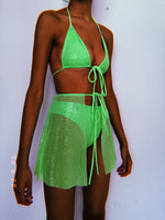 Neon Green Sparkle Skirt Set