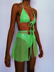 Neon Green Sparkle Skirt Set