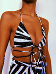 Glitz Zebra Bikini Top