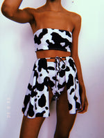 Cow Open Front Skirt Set