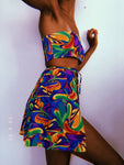 Psychedelic Open Front Skirt Set