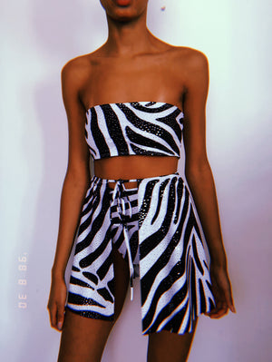 Glitz Zebra Open Front Skirt Set