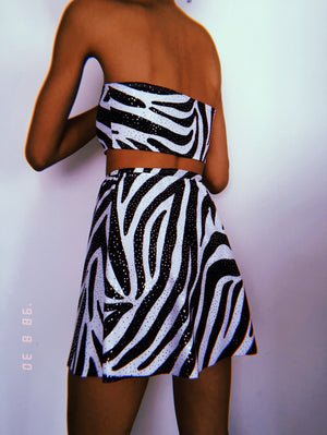 Glitz Zebra Open Front Skirt Set