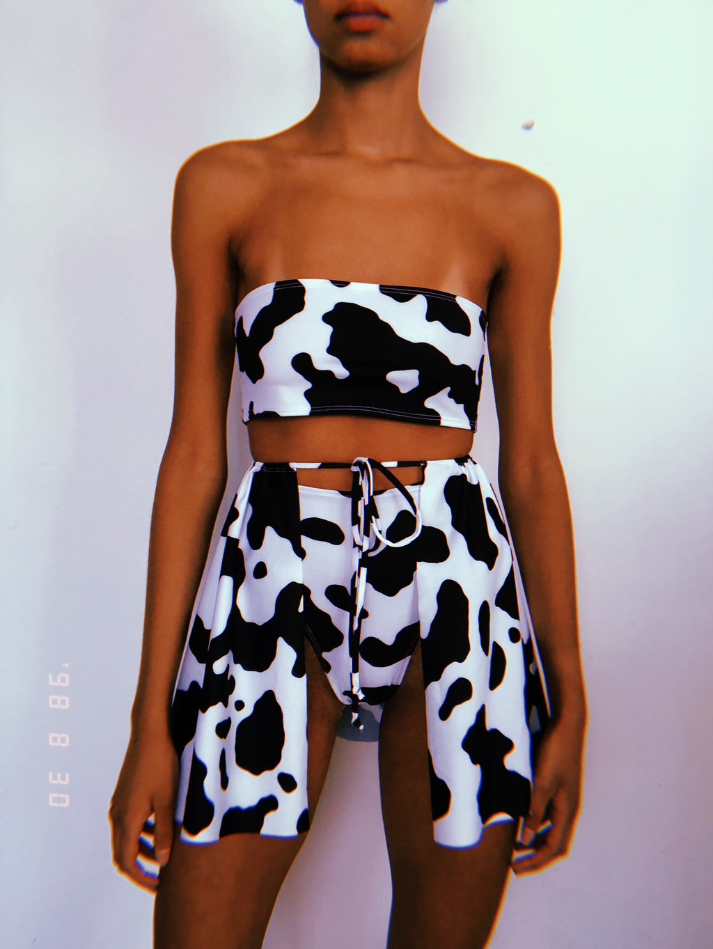 Cow Open Front Skirt Set