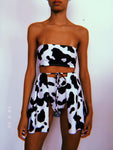 Cow Open Front Skirt Set