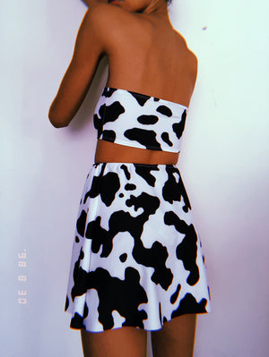 Cow Open Front Skirt Set