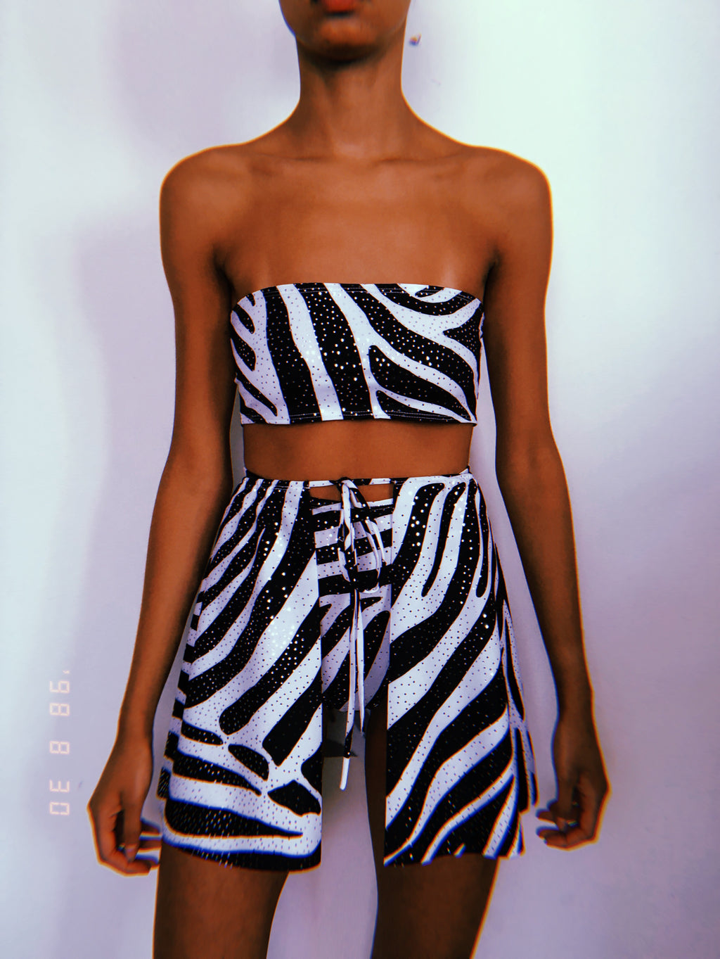 Glitz Zebra Open Front Skirt Set