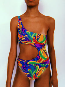 Psychedelic Cut out Swimwear
