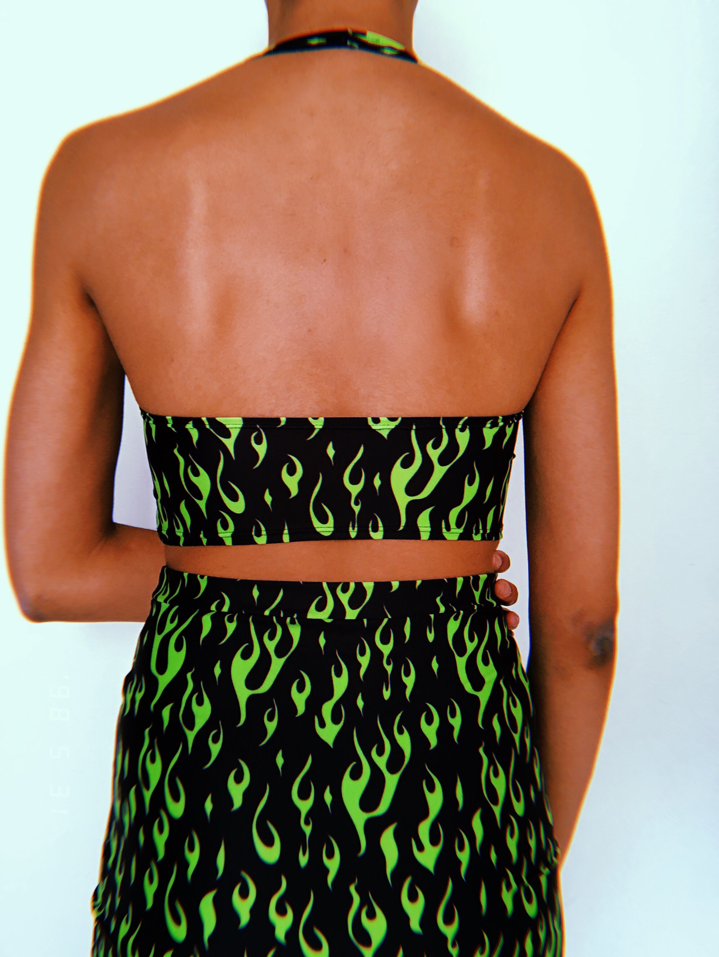 Neon Green OG Halter Top + Skirt Set