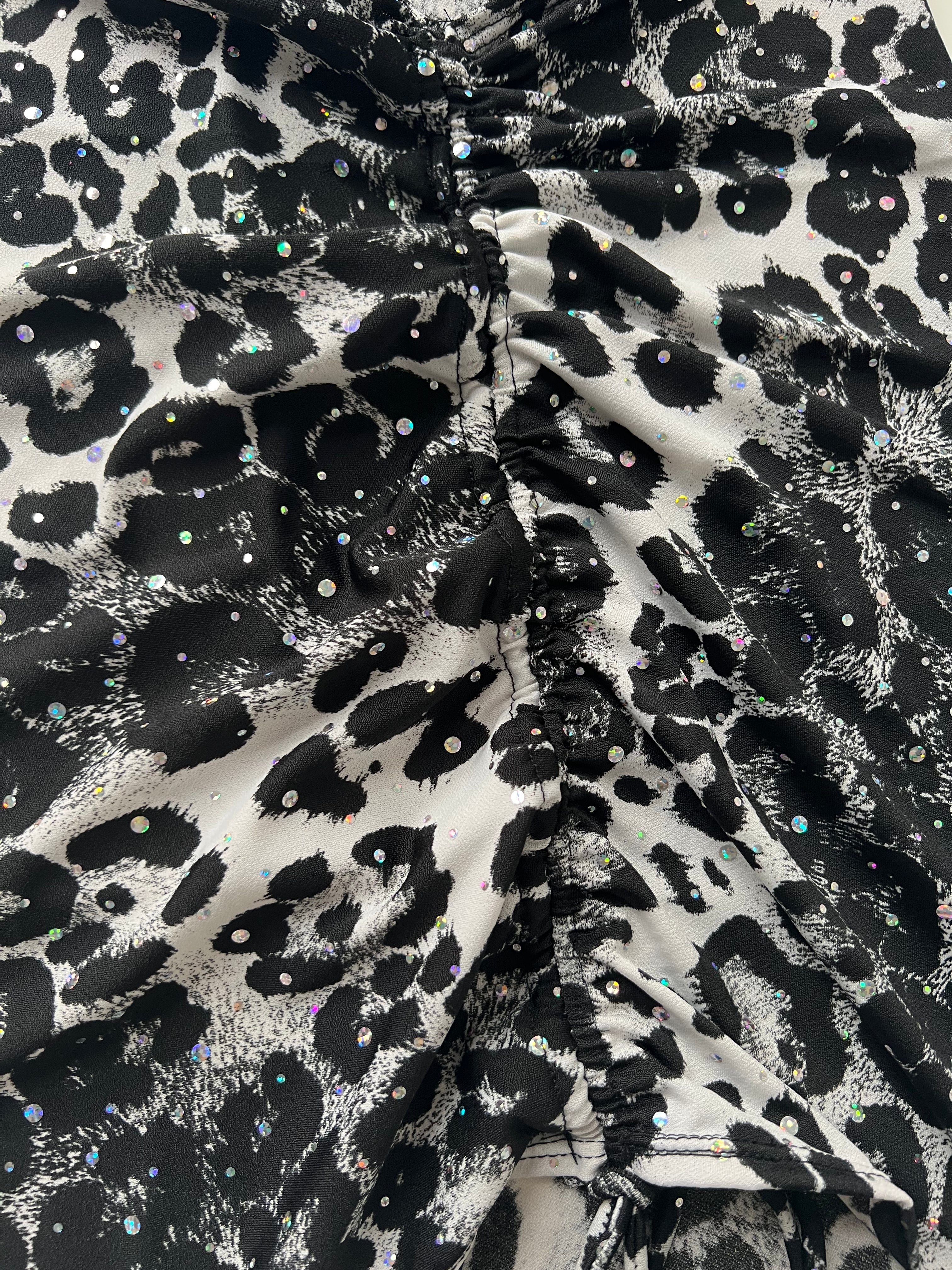 (8) Size 8-10 - Grey Cheetah Ruched Skirt