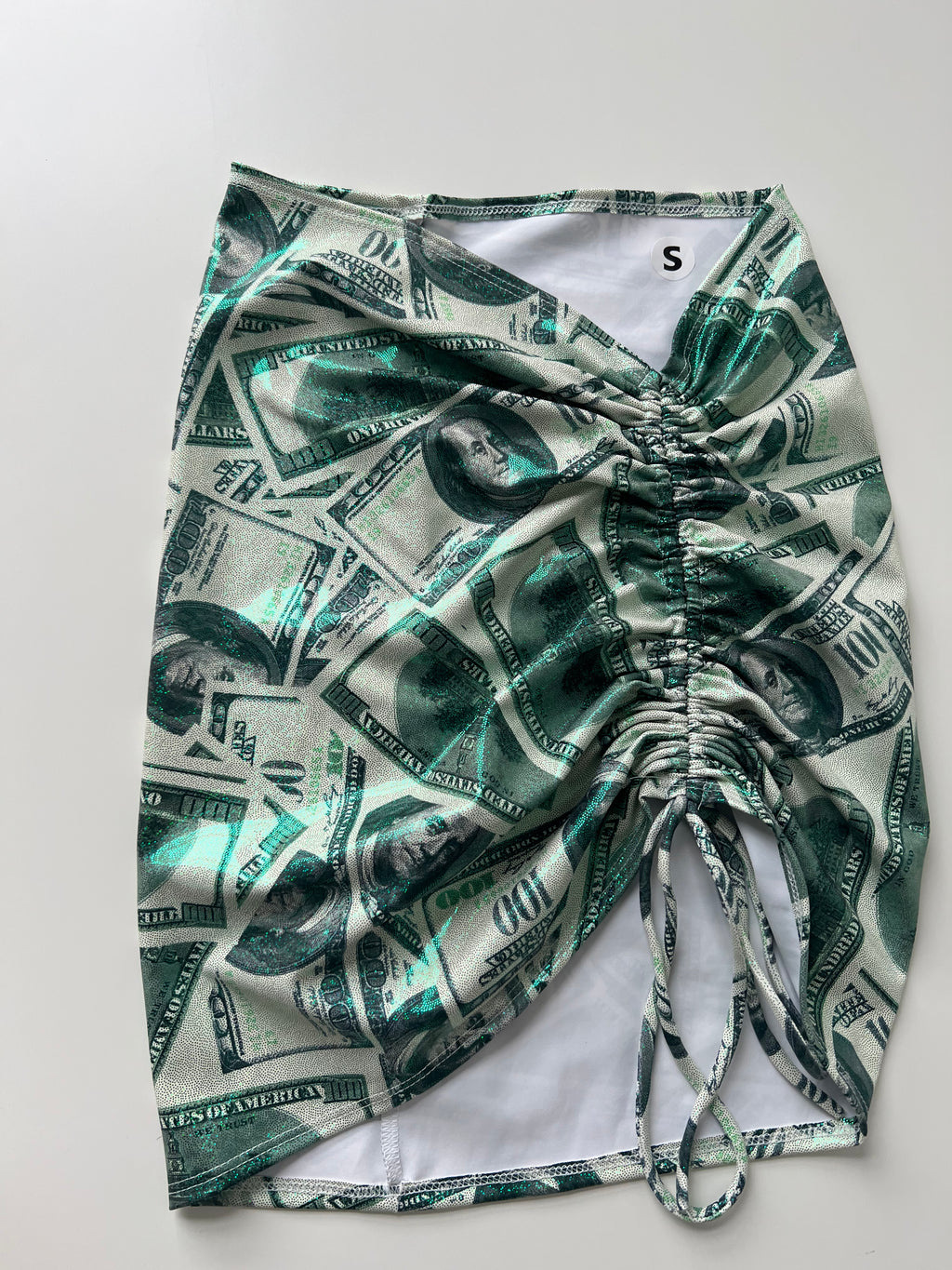 (16) - Size 8 - Dollar Bill Ruched Skirt