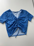 (34) Size 4-6 - Blue Cheetah Ruched Top
