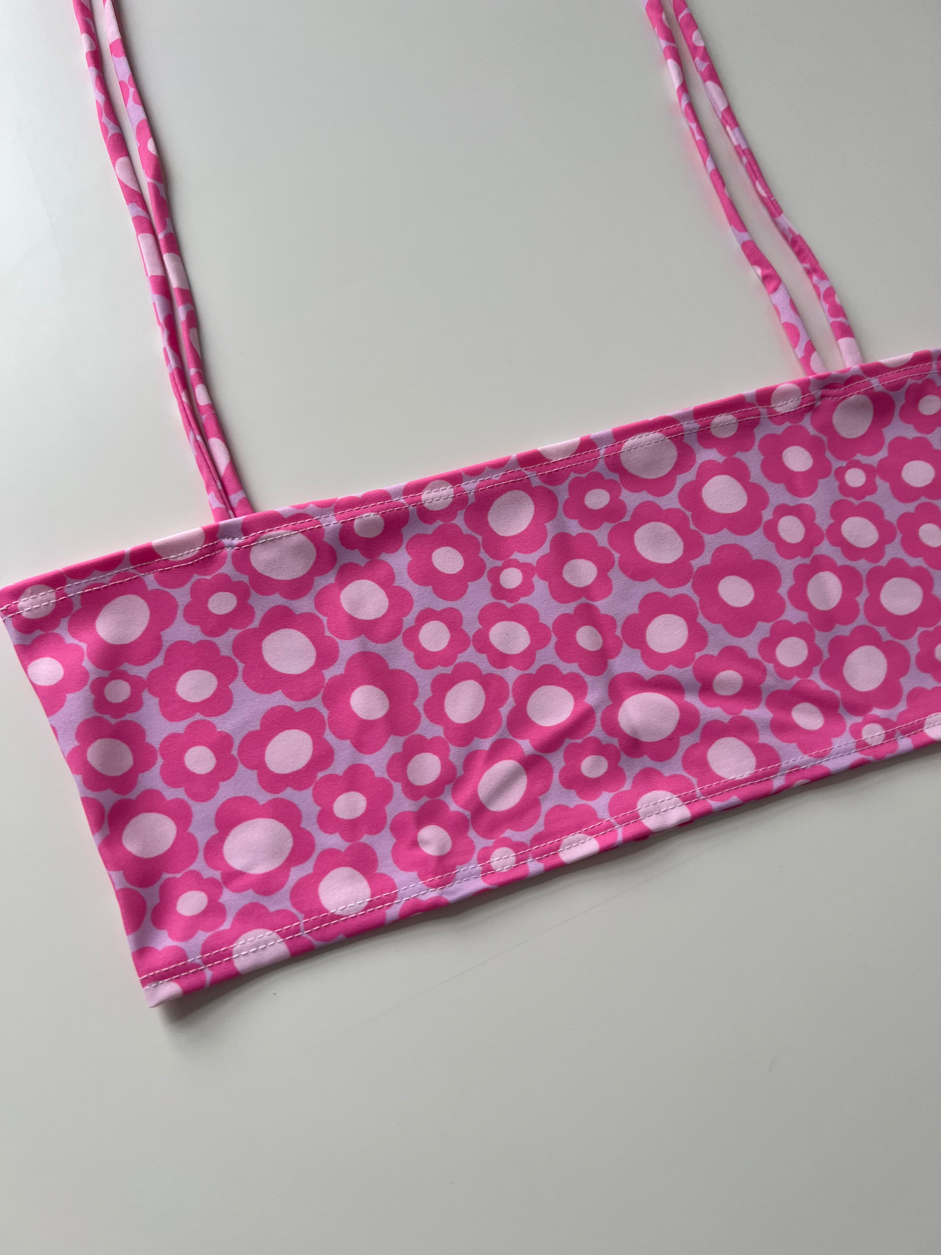 (29) Size 10 - Pink Flower Strap Bandeau