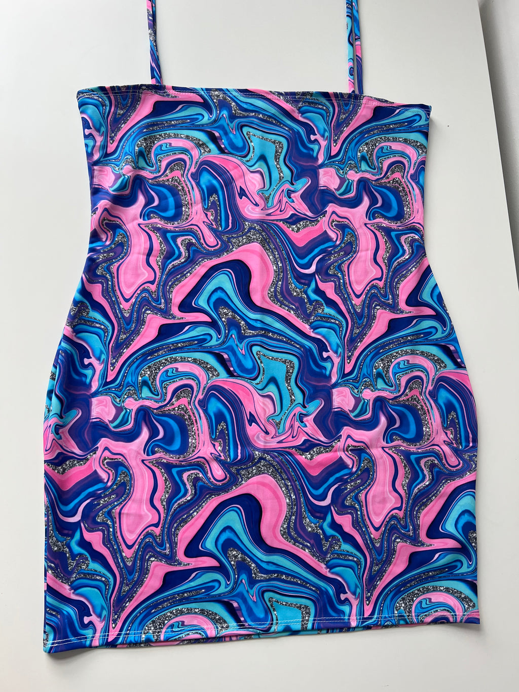 (30) - Size 10 - Glitter Marble Strap Dress