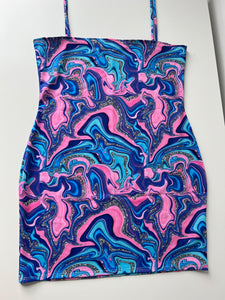 (30) - Size 10 - Glitter Marble Strap Dress