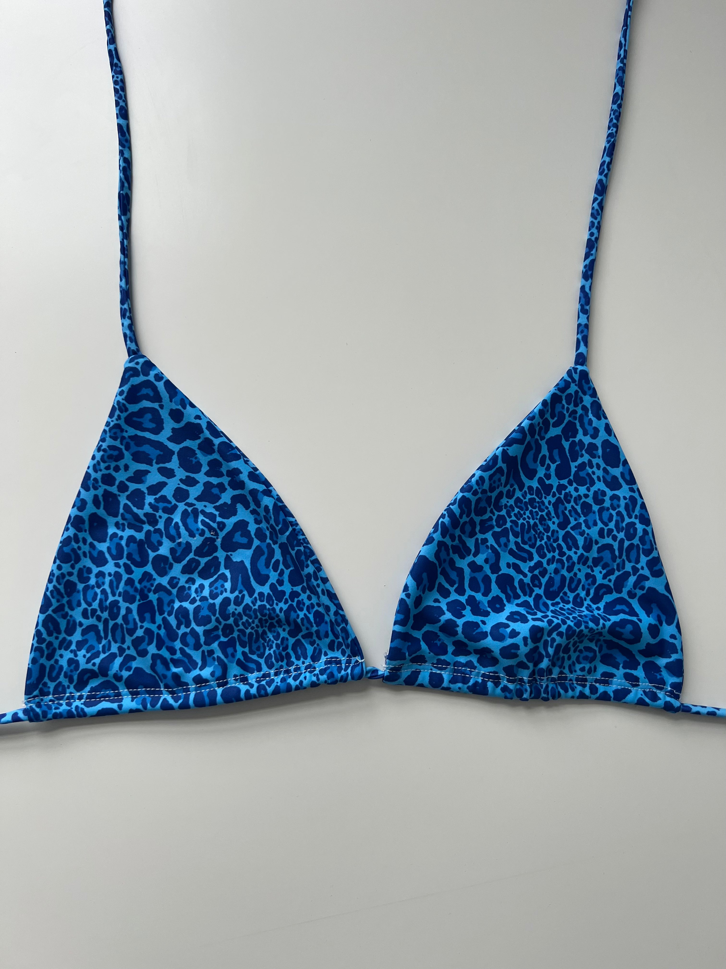 (35) - Size 12 - Blue Cheetah Bikini Top