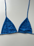 (35) - Size 12 - Blue Cheetah Bikini Top