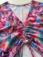 (28) Size 8 - Pink Dragon Ruched Top