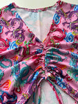 (28) Size 8 - Pink Dragon Ruched Top