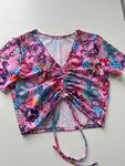 (28) Size 8 - Pink Dragon Ruched Top
