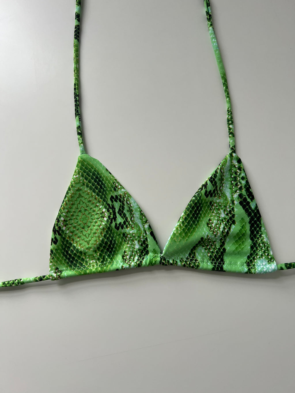 (52) - Size 4-6 - Green Snake Bikini Top