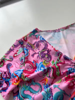 (28) Size 8 - Pink Dragon Ruched Top