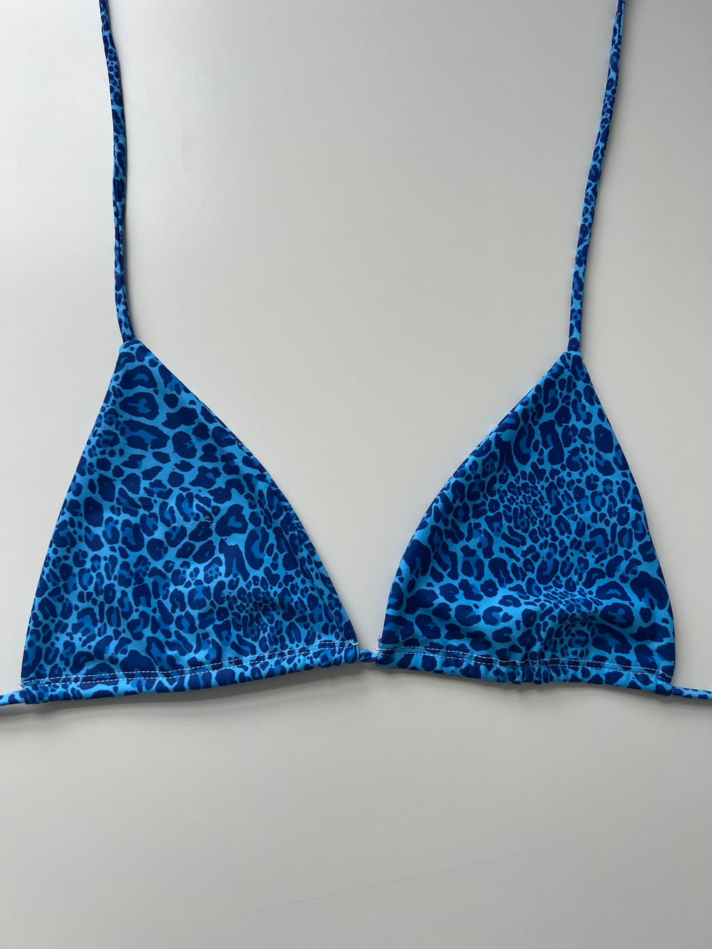(35) - Size 12 - Blue Cheetah Bikini Top