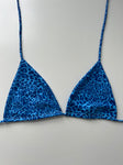 (35) - Size 12 - Blue Cheetah Bikini Top